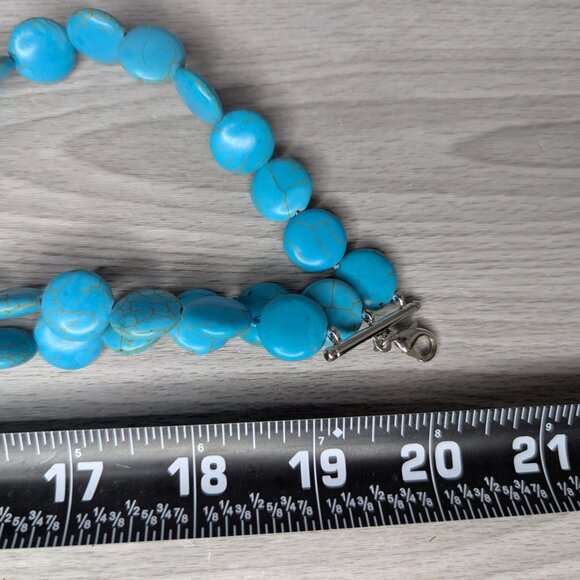 Turquoise Colored Beaded Multi Strand Necklace with Lobster Claw Clasp - Picture 7 of 7